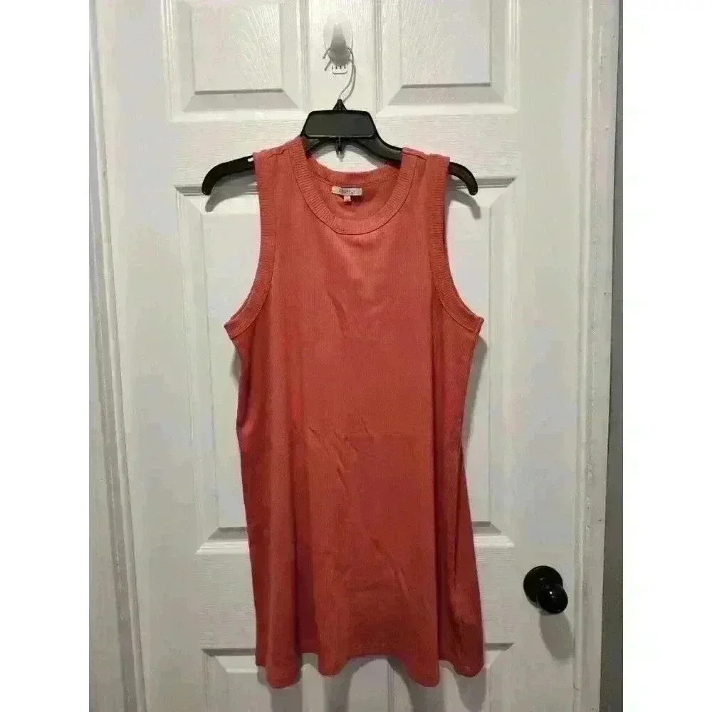 Z Supply Carolina Rib‎ Mini Dress Mineral Red Sleeveless Tank Size XLARGE $79